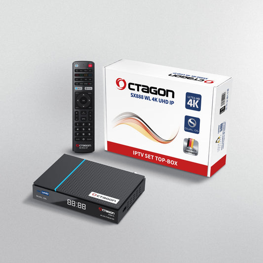OCTAGON SX888 V2 4K UHD IP 5G WLAN E2 Linux + DEFINE Linux OS Dual Multiboot, SAT>IP, Multiroom HDTV Receiver