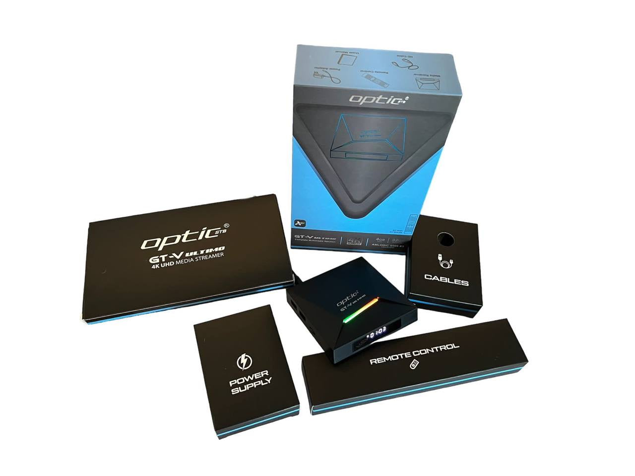 ☑️AKTION☑️ OPTIC STB GTV ULTIMO / OPTIC GT-V ULTIMO 4K UHD 2160p H265.264 4GB RAM 32 GB FLASH Android 11.0 Receiver (2G + 5G WiFi + WLAN, Bluetooth, MicroSD, HDMI, USB 3.0)