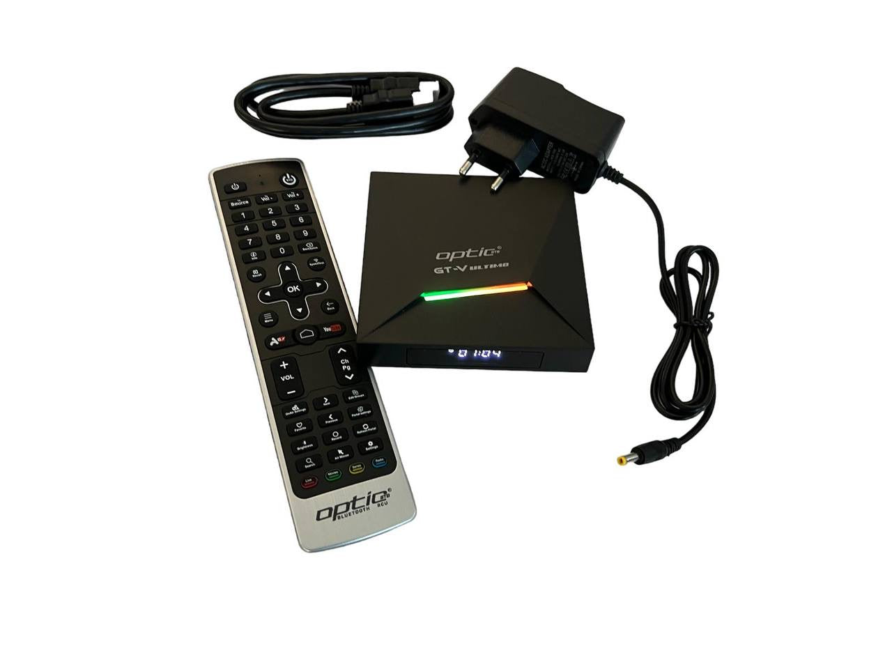 ☑️AKTION☑️ OPTIC STB GTV ULTIMO / OPTIC GT-V ULTIMO 4K UHD 2160p H265.264 4GB RAM 32 GB FLASH Android 11.0 Receiver (2G + 5G WiFi + WLAN, Bluetooth, MicroSD, HDMI, USB 3.0)