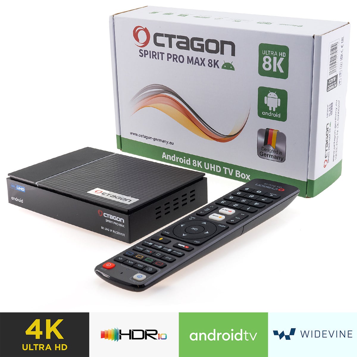 Octagon SPIRIT PRO MAX 8K UHD Android 11 Receiver (HDR10+, Widevine L1, Dual-WiFi, LAN, BT)